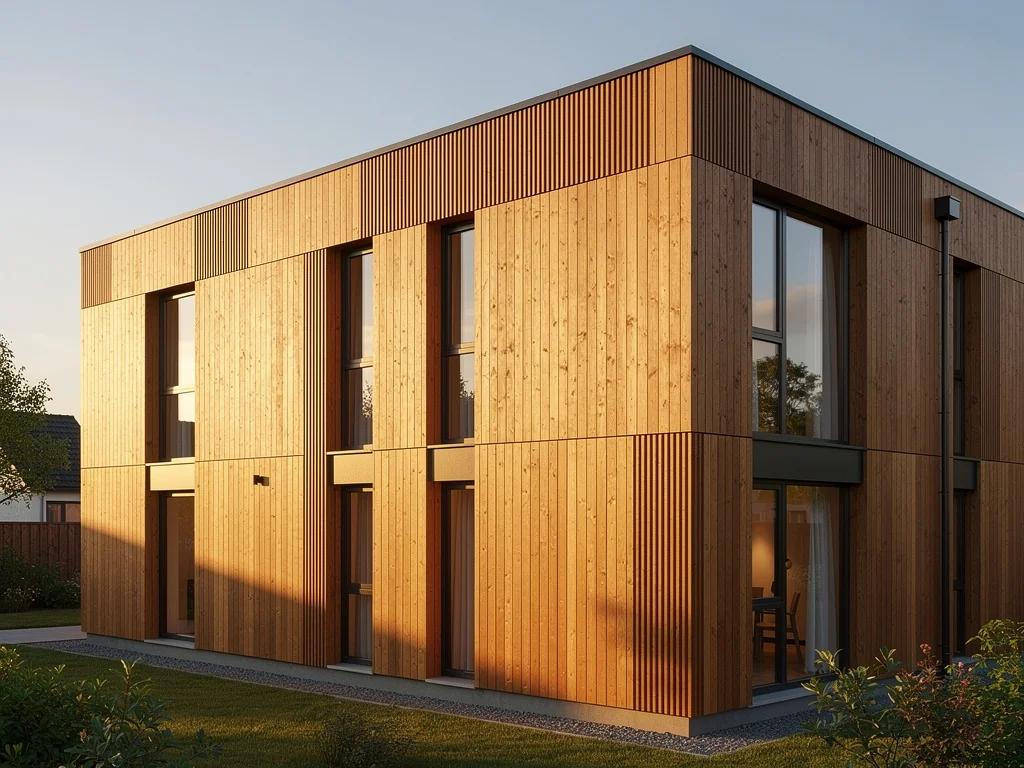 Maison habillée d'un bardage bois vertical ventilé posé sur l'isolation extérieure